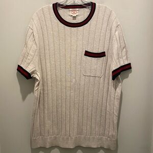 Brooks Brothers Ribbed Cotton Ringer Short Sleeve Sweater Men’s Size XL EUC